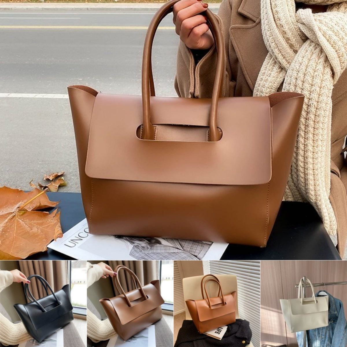 Fashion Women Shoulder Bags Large Capacity Handbags Simple Retro Tote Bags Solid Color Famous Brand High Quality Bags