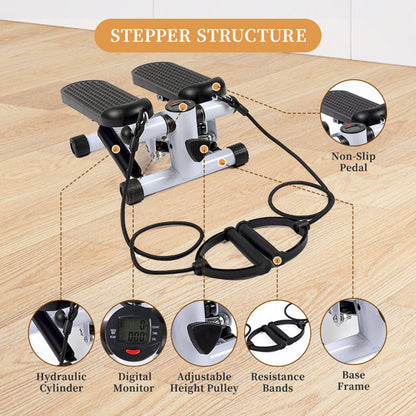 Mini Stepper With Resistance Band, LCD Display Screen